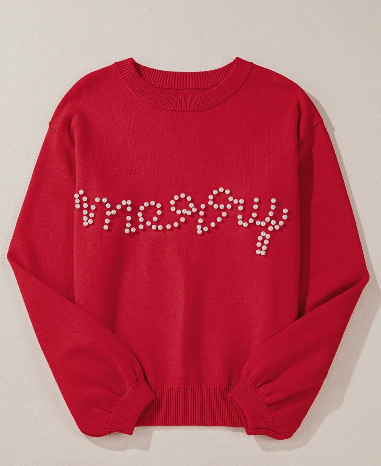 Merry Pearl Beaded Christmas Sweater