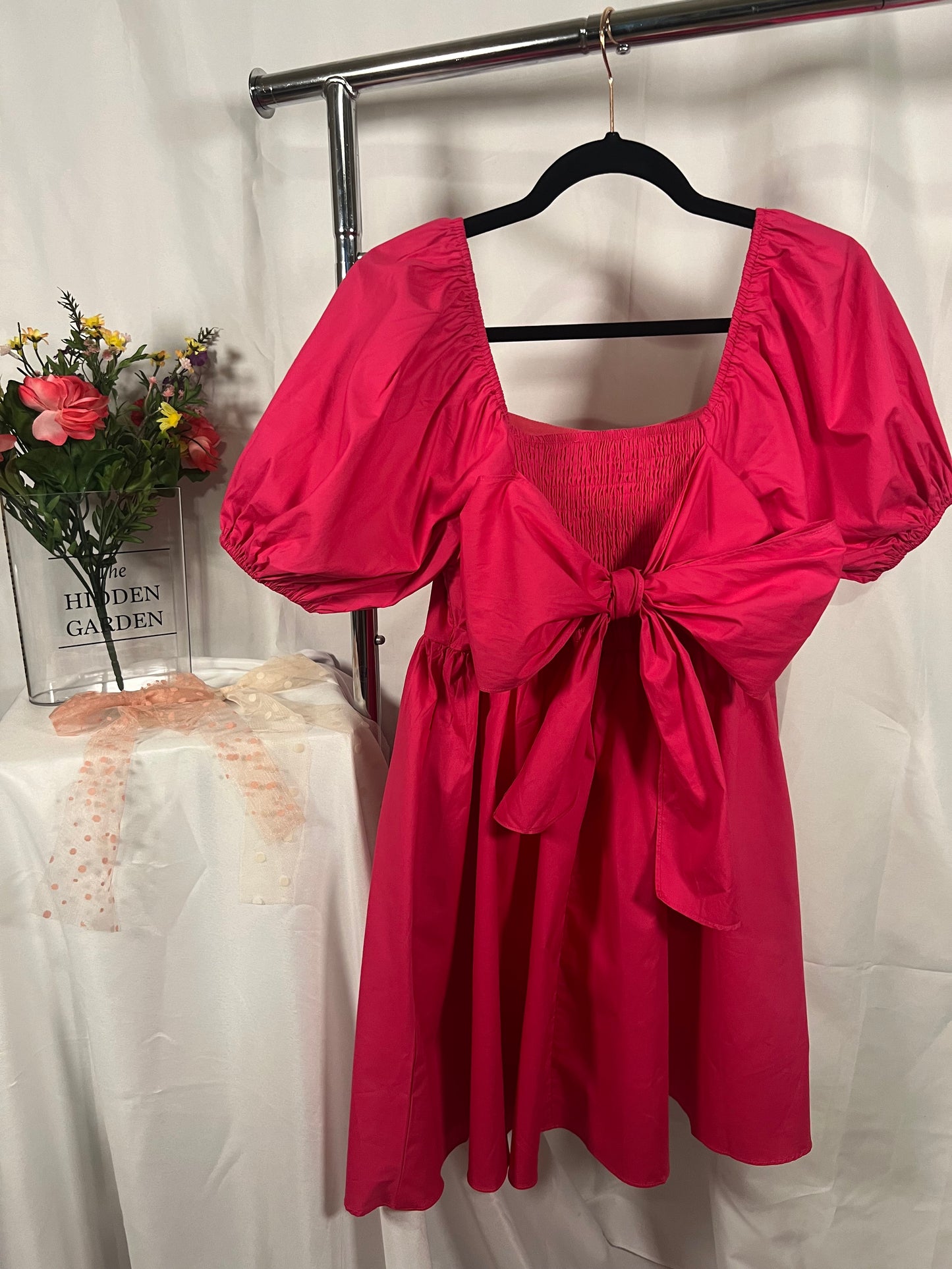Pink Bow Babydoll Dress