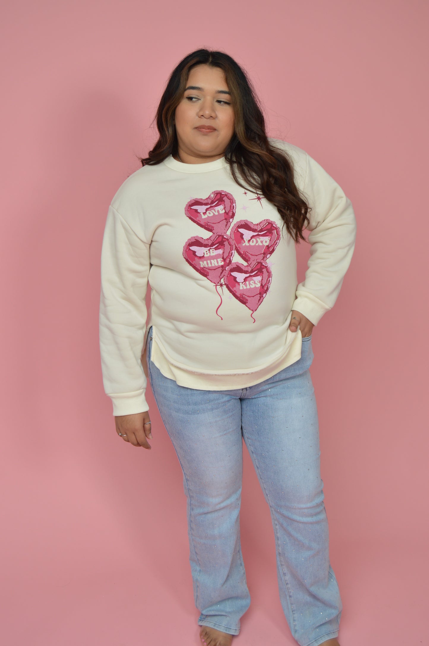 Pink Hearts French Terry Sweatshirt