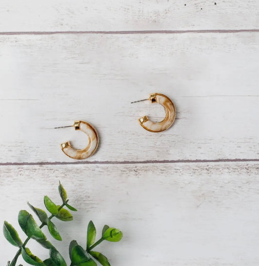 Tan Marble Earrings