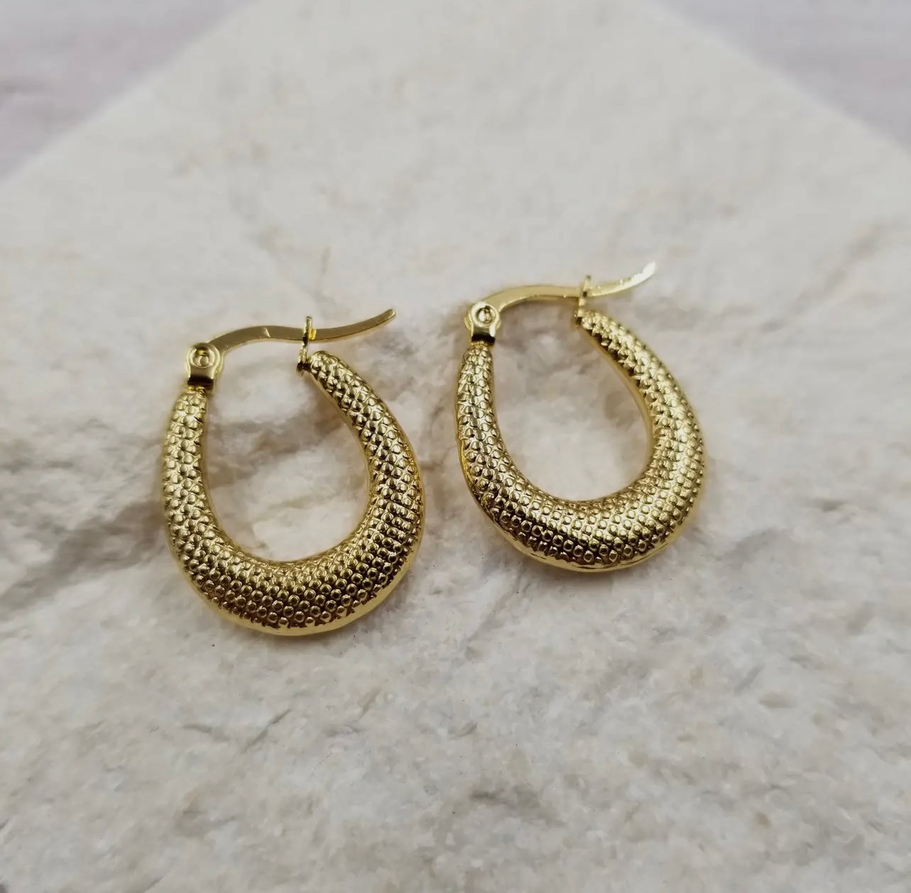 Gold Snake Oval Earrings