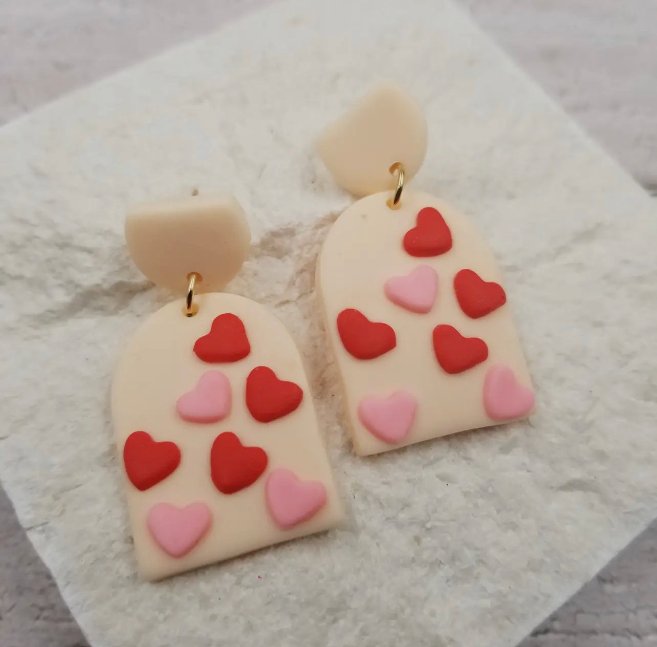 Pink Heart Polymer Clay Earrings